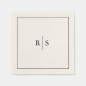 Classic Black & Ecru Monogram Wedding Serviette (Vorderseite)
