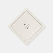 Classic Black & Ecru Monogram Wedding Serviette (Ecke)