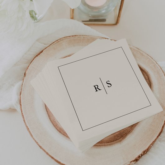 Classic Black & Ecru Monogram Wedding Serviette