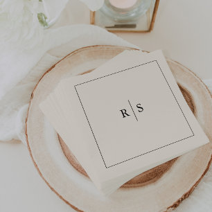 Classic Black & Ecru Monogram Wedding Serviette