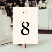 Classic Black & Ecru Monogram Wedding Tischnummer