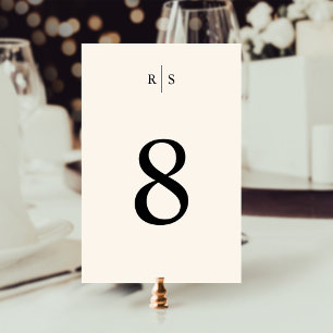 Classic Black & Ecru Monogram Wedding Tischnummer