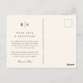Classic Black & Ecru Monogram Wedding Vielen Dank Postkarte (Rückseite)