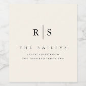 Classic Black & Ecru Monogram Wedding Weinetikett (Einzelnes Label)