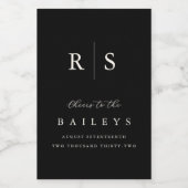 Classic Black & Ecru Monogram Wedding Weinetikett (Einzelnes Label)
