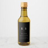 Classic Black & Ecru Monogram Wedding Weinetikett (Vorderseite)