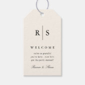 Classic Black & Ecru Monogram Wedding Welcome Geschenkanhänger (Vorderseite)