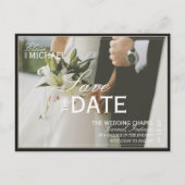 Classic Black Editorial Photo Save the Date Ankündigungspostkarte (Vorderseite)