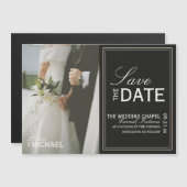 Classic Black Editorial Photo Save the Date Magnetkarte (Vorne/Hinten)