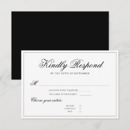 Classic Black Elegant Calligraphy Minimalistisch RSVP Karte