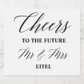 Classic Black Engagements Wedding Custom Name Schaumweinetikett (Einzelnes Label)