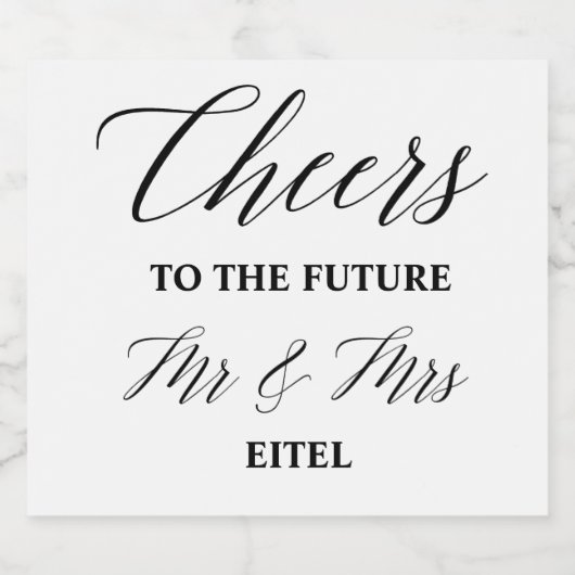 Classic Black Engagements Wedding Custom Name Schaumweinetikett (Einzelnes Label)