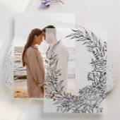 Classic Black Floral Overlay Wreath Pergament Einladungen