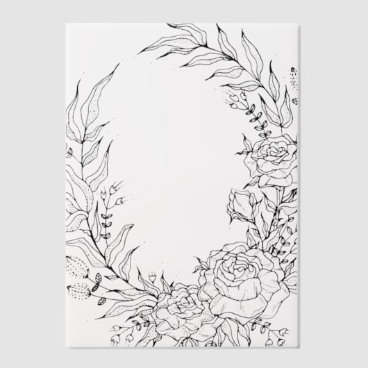 Classic Black Floral Overlay Wreath Pergament Einladungen (Vorderseite)