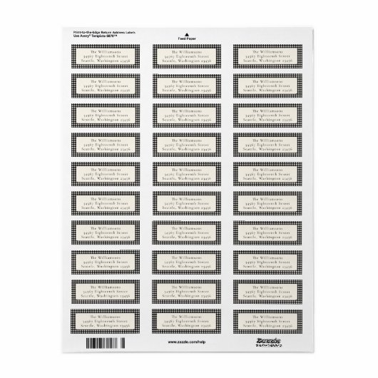 Classic Black Gingham Kariert Custom Rücksendeadre (Vorne)