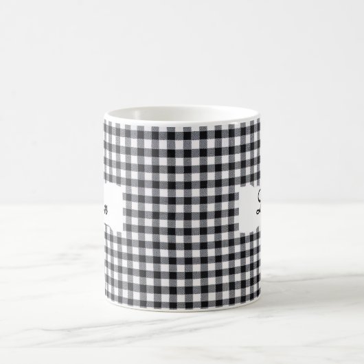 Classic Black Gingham Personalized Name  Kaffeetasse (Mittel)