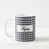 Classic Black Gingham Personalized Name  Kaffeetasse (Links)