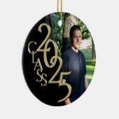 Classic Black Gold 2025 Graduate Foto Keramik Ornament (Rechts)