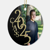 Classic Black Gold 2025 Graduate Foto Keramik Ornament (Links)