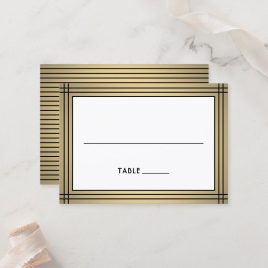 Classic Black & Gold Border Large Elegant Escort / Platzkarte (Vorderseite/Rückseite Beispiel)