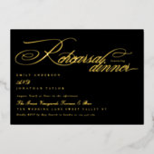 Classic Black Gold Calligraphy Probe Dinner Folieneinladung (Vorderseite)