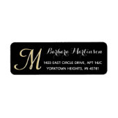 Classic Black Gold Custom Monogram Address Label (Vorne)