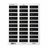 Classic Black Gold Custom Monogram Address Label (Vorne)