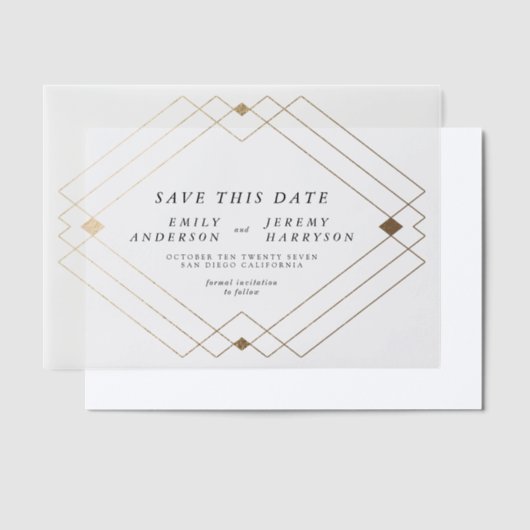 Classic Black Gold Deko Wedding speichern das Datu Pergament Einladungen (Versetzt)