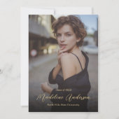 Classic Black Gold Foto Abschluss Ankündigung (Vorderseite)