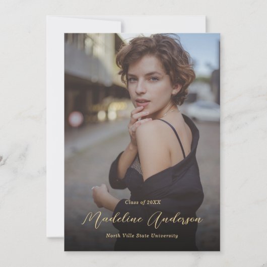 Classic Black Gold Foto Abschluss Ankündigung (Vorderseite)