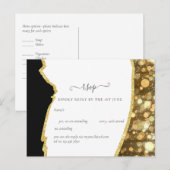 CLASSIC Black Gold Glitzer Wedding Postkarte (Vorne/Hinten)