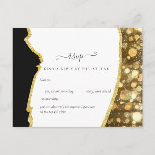 CLASSIC Black Gold Glitzer Wedding Postkarte