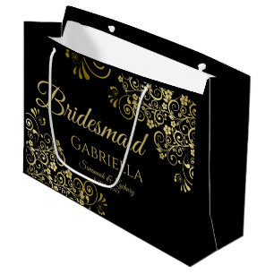 Classic Black & Gold Lace Elegante Große Geschenktüte