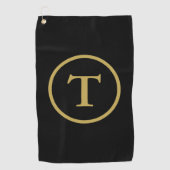 Classic Black & Gold Mit Monogramm Golfhandtuch (Vorderseite)