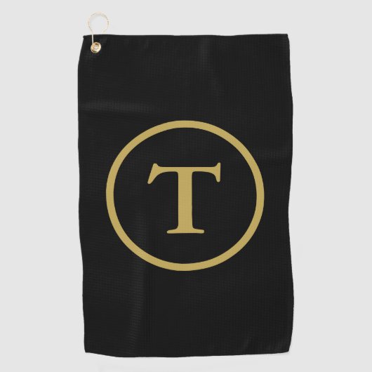 Classic Black & Gold Mit Monogramm Golfhandtuch (Vorderseite)