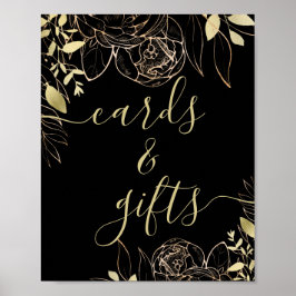Classic Black & Gold Moderne Blumenkarten & Gesche Poster