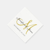 Classic Black Gold Monogram Paper Napkins Serviette (Ecke)