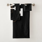 Classic Black Gold Trendy Monogram Name Badhandtuch Set (Insitu)