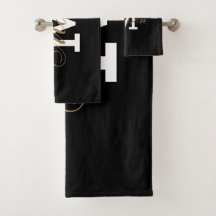 Classic Black Gold Trendy Monogram Name