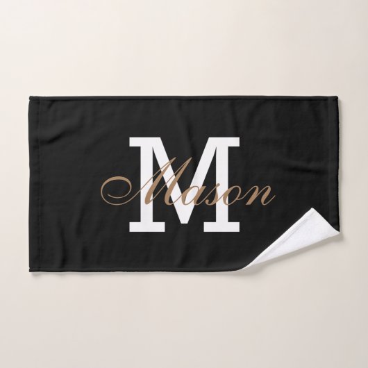 Classic Black Gold Trendy Monogram Name Badhandtuch Set (Handtuch)
