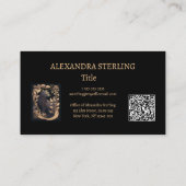 Classic Black Golden Art Nouveau Profil Katze Visitenkarte (Rückseite)