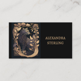 Classic Black Golden Art Nouveau Profil Katze Visitenkarte