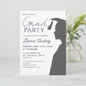 Classic Black Graduation Invitation Einladung (Stehend Vorderseite)