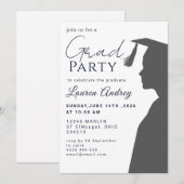 Classic Black Graduation Invitation Einladung (Vorne/Hinten)