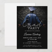 Classic Black Graduation Invitation Einladung (Vorne/Hinten)