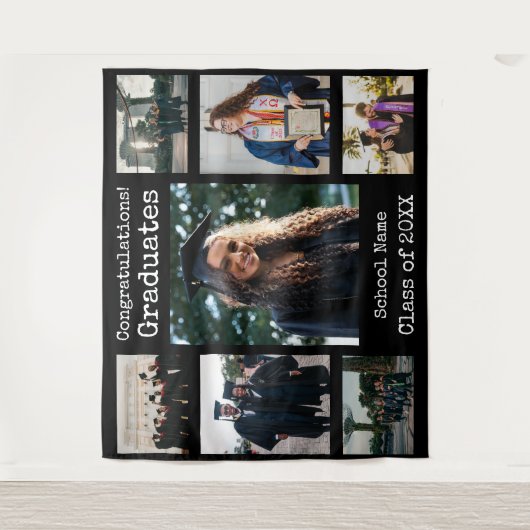 Classic Black gratulations Graduates Foto Wandteppich (Vorderseite)