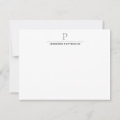Classic Black Gray Lined Monogram Mitteilungskarte (Vorderseite)