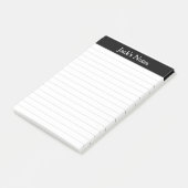 Classic Black Gray Lined Personalisiert Post-it Klebezettel (angewinkelt)