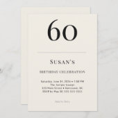 Classic Black & Ivory 60th Birthday Celebration Einladung (Vorne/Hinten)