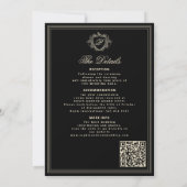 Classic black ivory QR formal monogram wedding  Einladung (Rückseite)